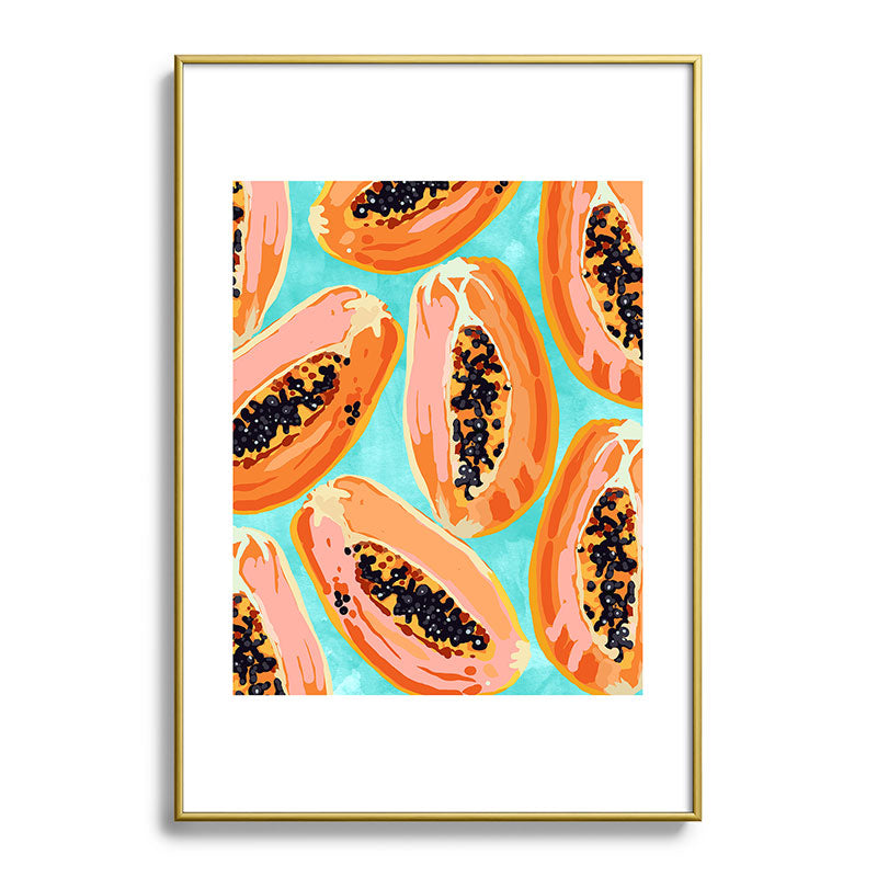 83 Oranges Big Papaya Watercolor Painting Metal Framed Art Print