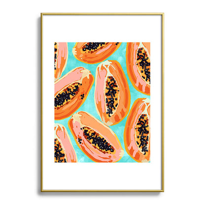 83 Oranges Big Papaya Watercolor Painting Metal Framed Art Print