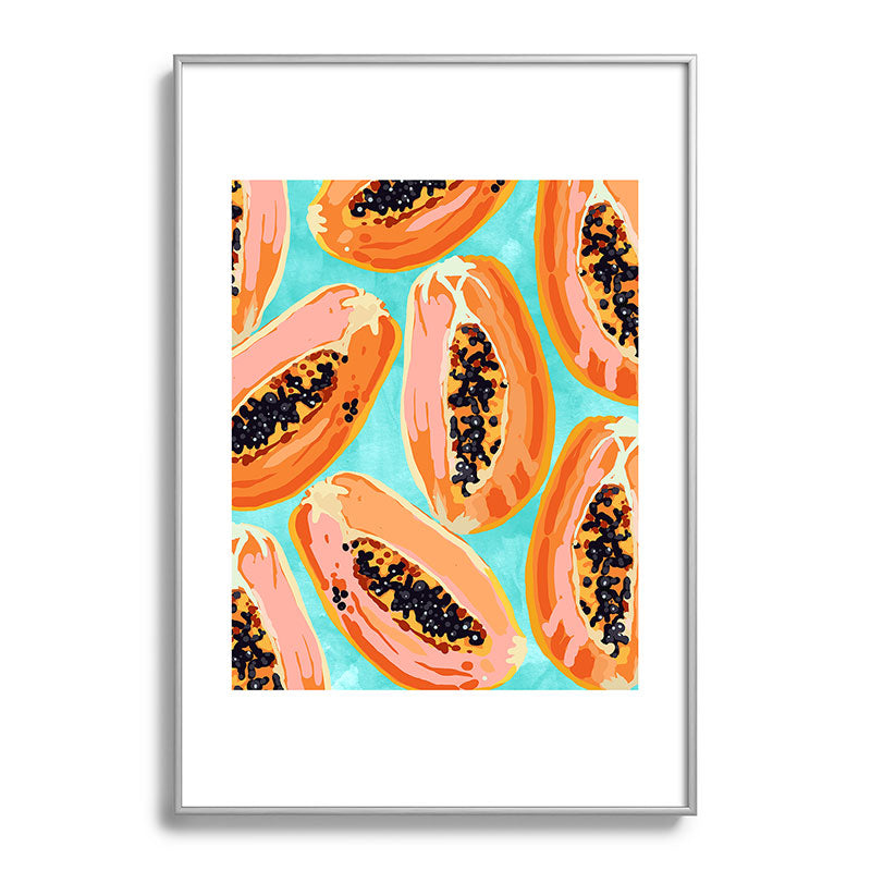 83 Oranges Big Papaya Watercolor Painting Metal Framed Art Print
