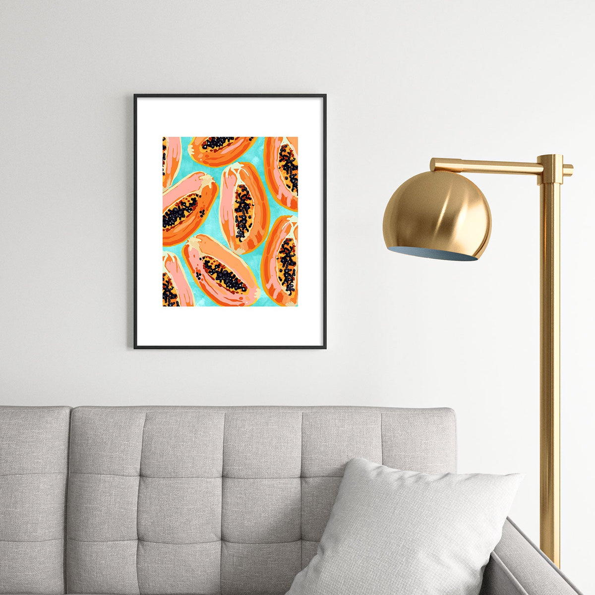 83 Oranges Big Papaya Watercolor Painting Metal Framed Art Print