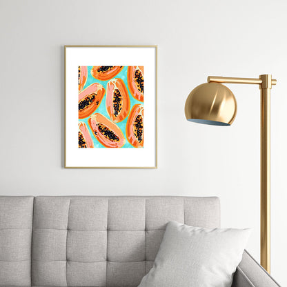83 Oranges Big Papaya Watercolor Painting Metal Framed Art Print