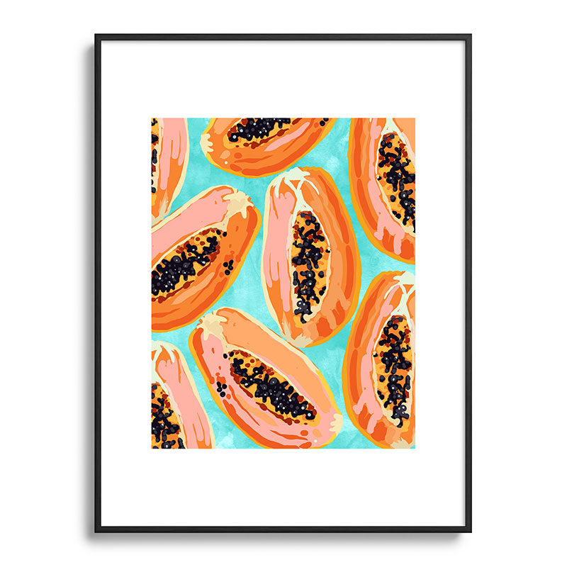 83 Oranges Big Papaya Watercolor Painting Metal Framed Art Print
