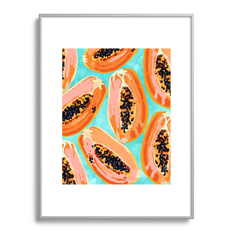 83 Oranges Big Papaya Watercolor Painting Metal Framed Art Print