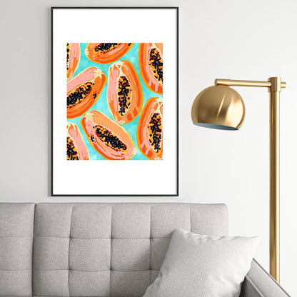 83 Oranges Big Papaya Watercolor Painting Metal Framed Art Print