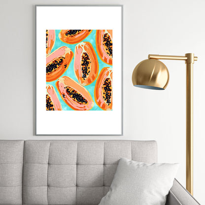 83 Oranges Big Papaya Watercolor Painting Metal Framed Art Print