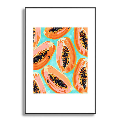 83 Oranges Big Papaya Watercolor Painting Metal Framed Art Print