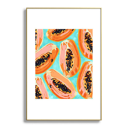 83 Oranges Big Papaya Watercolor Painting Metal Framed Art Print