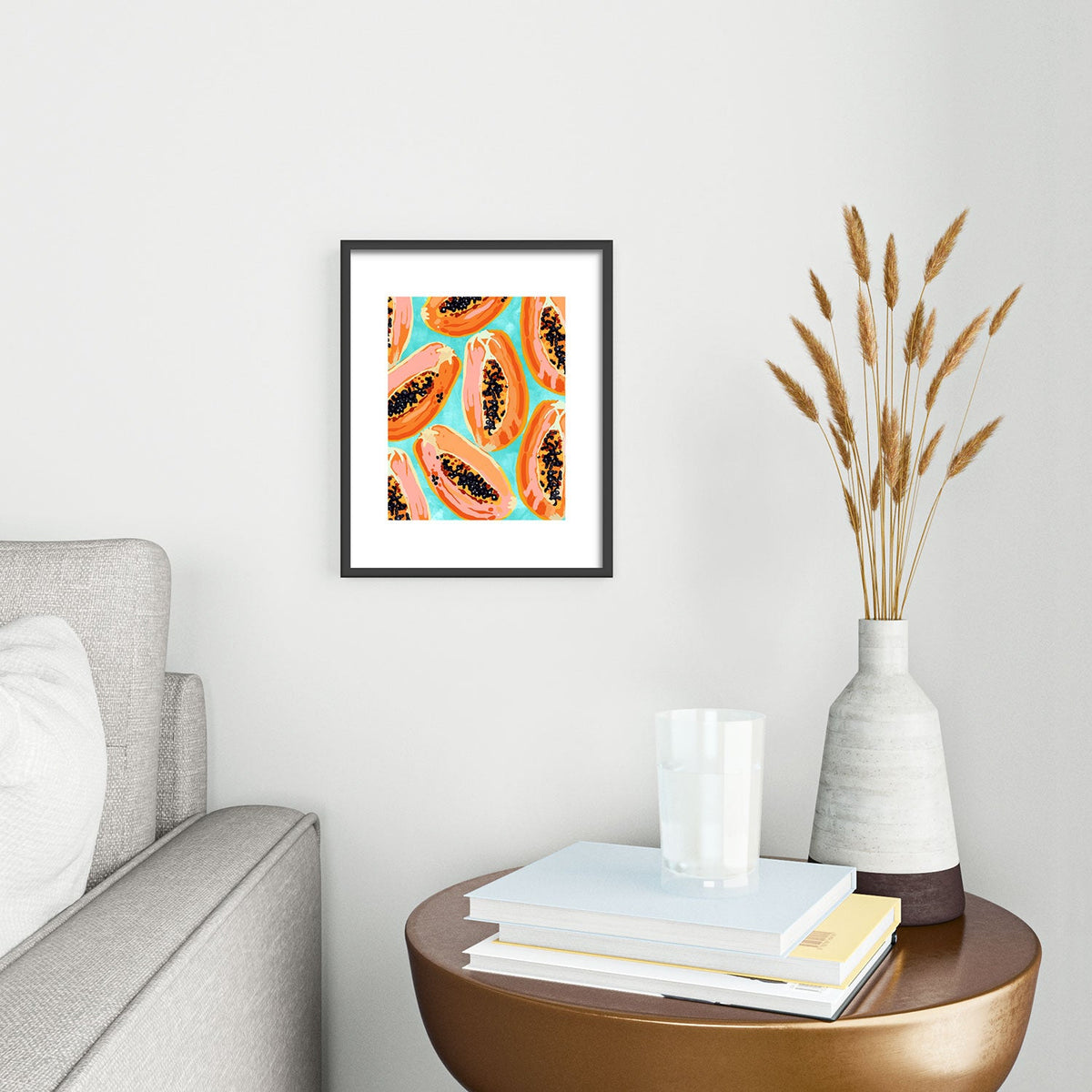 83 Oranges Big Papaya Watercolor Painting Metal Framed Art Print
