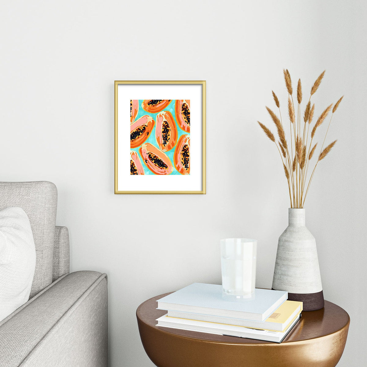 83 Oranges Big Papaya Watercolor Painting Metal Framed Art Print