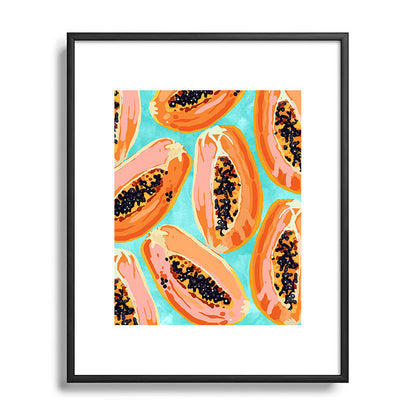 83 Oranges Big Papaya Watercolor Painting Metal Framed Art Print