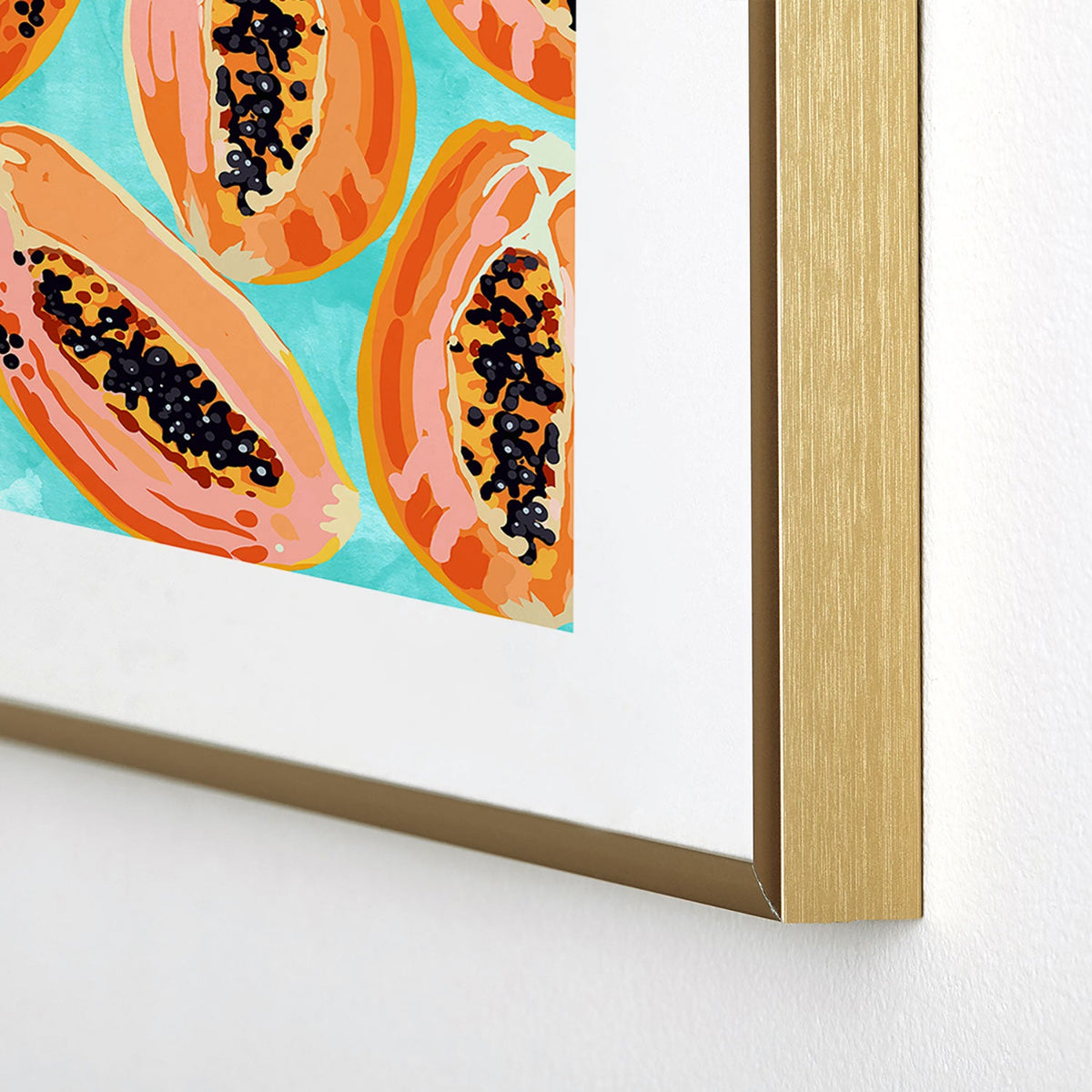 83 Oranges Big Papaya Watercolor Painting Metal Framed Art Print