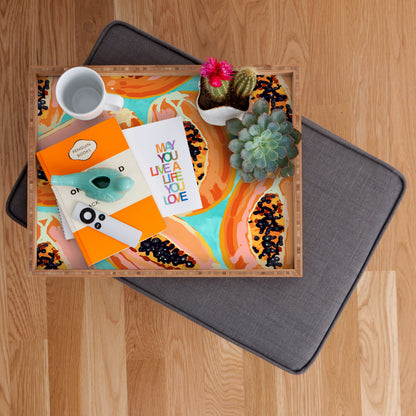 83 Oranges Big Papaya Watercolor Painting Rectangular Tray
