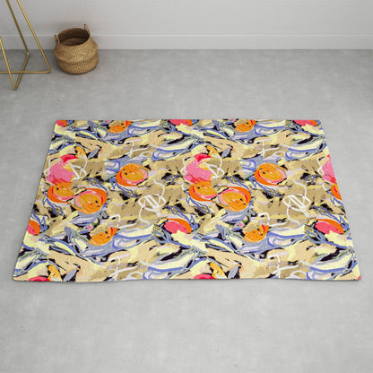83 Oranges Blooms in The Butter Forest Area Rug