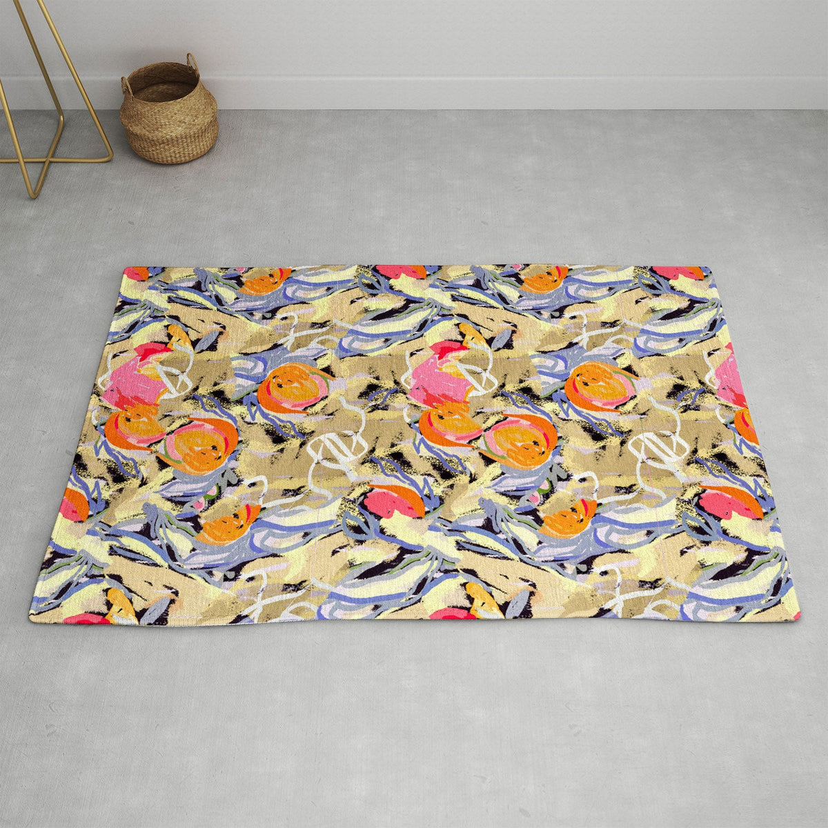 83 Oranges Blooms in The Butter Forest Area Rug