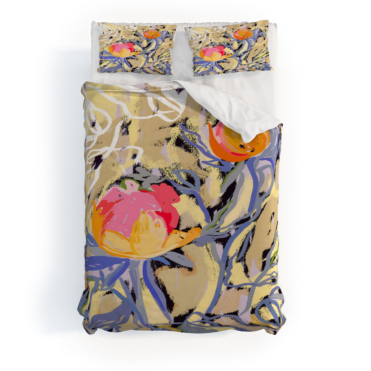 83 Oranges Blooms in The Butter Forest Duvet Cover