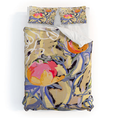 83 Oranges Blooms in The Butter Forest Duvet Cover
