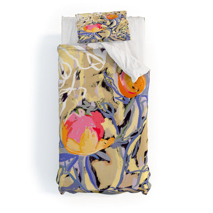 83 Oranges Blooms in The Butter Forest Duvet Cover