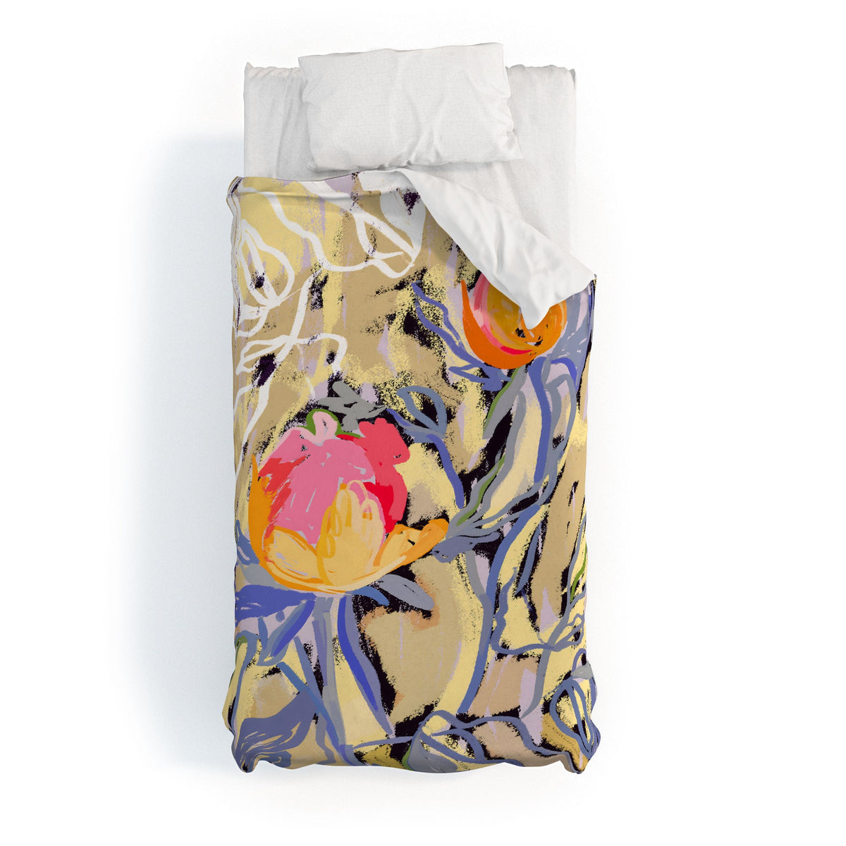 83 Oranges Blooms in The Butter Forest Duvet Cover