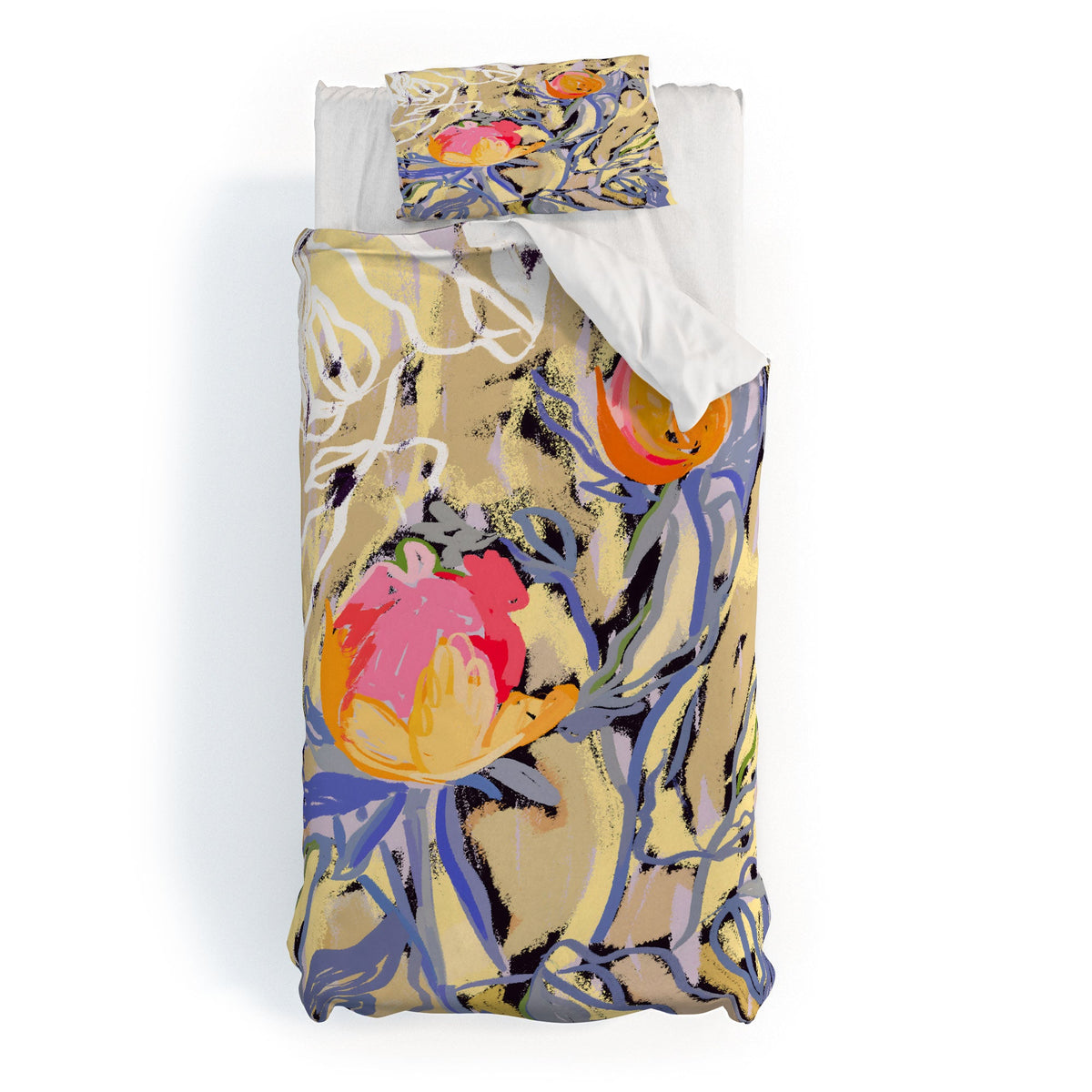 83 Oranges Blooms in The Butter Forest Duvet Cover