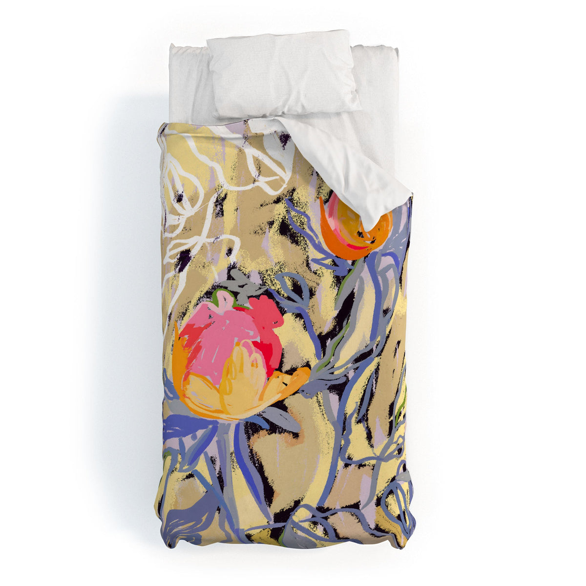83 Oranges Blooms in The Butter Forest Duvet Cover