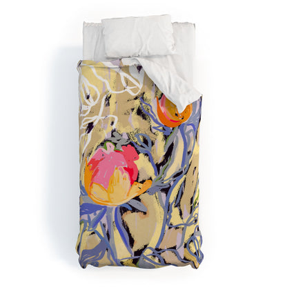 83 Oranges Blooms in The Butter Forest Duvet Cover