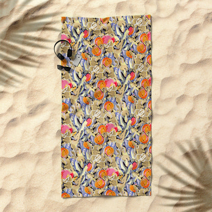 83 Oranges Blooms in The Butter Forest Beach Towel