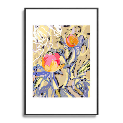 83 Oranges Blooms in The Butter Forest Metal Framed Art Print