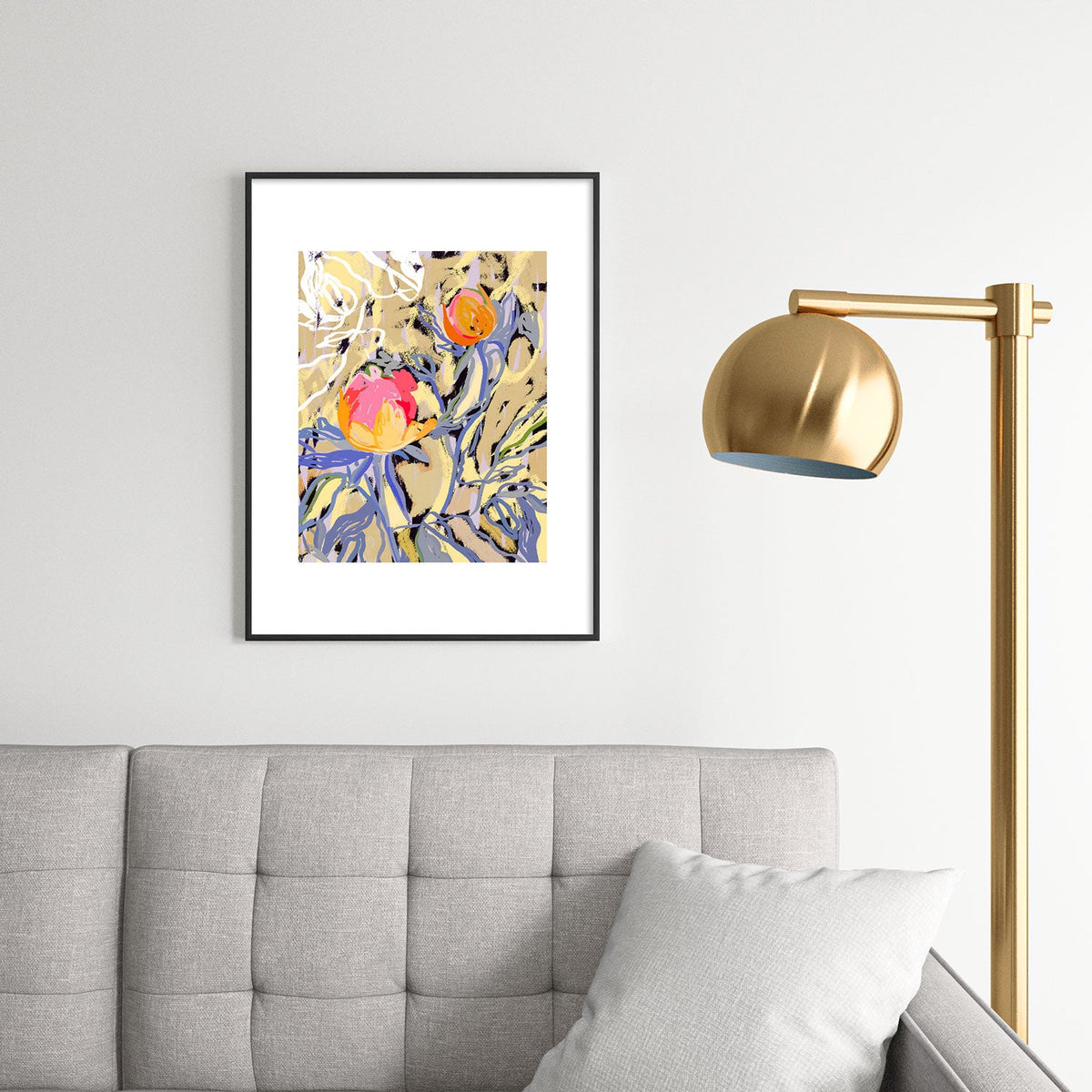 83 Oranges Blooms in The Butter Forest Metal Framed Art Print
