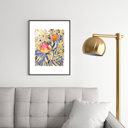 83 Oranges Blooms in The Butter Forest Metal Framed Art Print