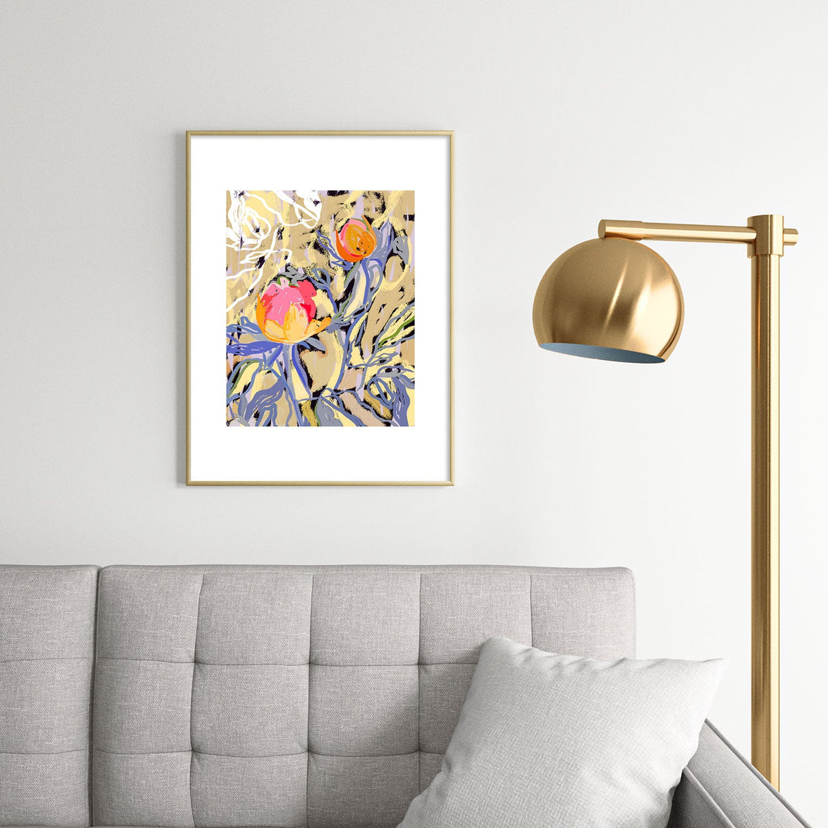 83 Oranges Blooms in The Butter Forest Metal Framed Art Print