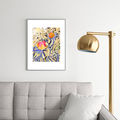 83 Oranges Blooms in The Butter Forest Metal Framed Art Print