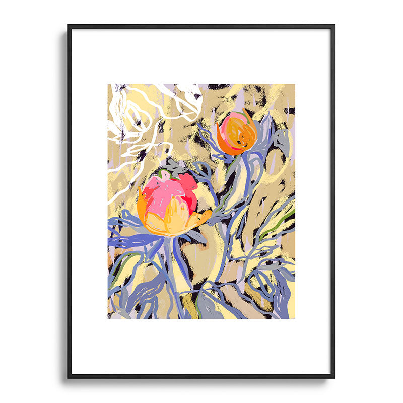 83 Oranges Blooms in The Butter Forest Metal Framed Art Print