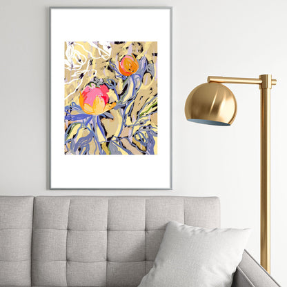 83 Oranges Blooms in The Butter Forest Metal Framed Art Print