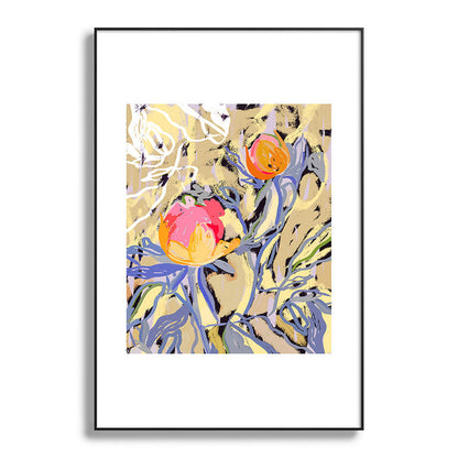 83 Oranges Blooms in The Butter Forest Metal Framed Art Print