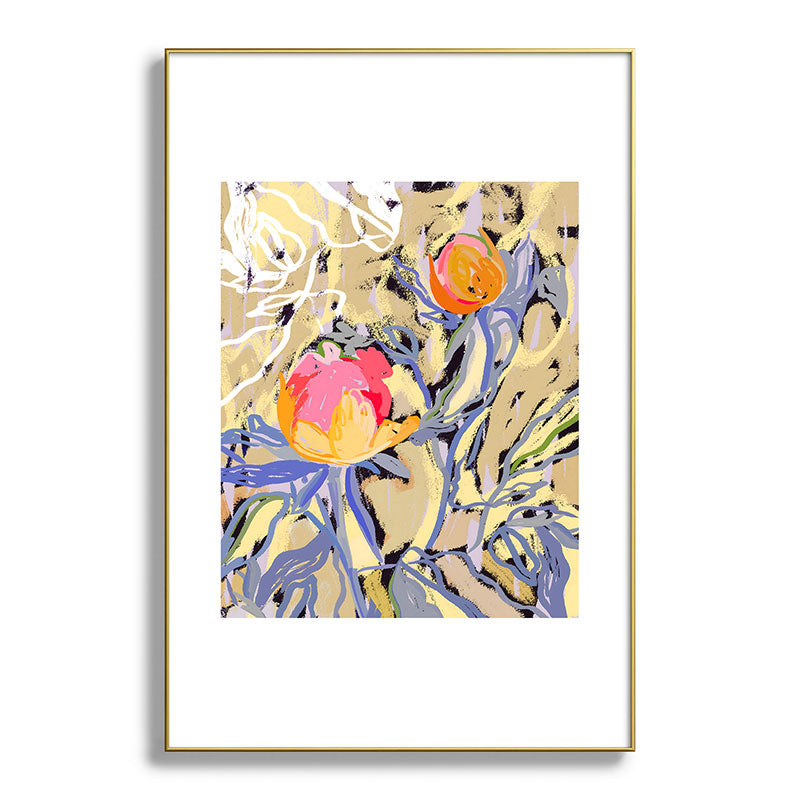 83 Oranges Blooms in The Butter Forest Metal Framed Art Print