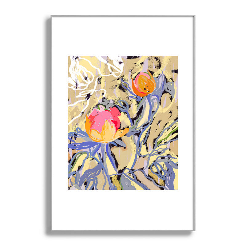 83 Oranges Blooms in The Butter Forest Metal Framed Art Print