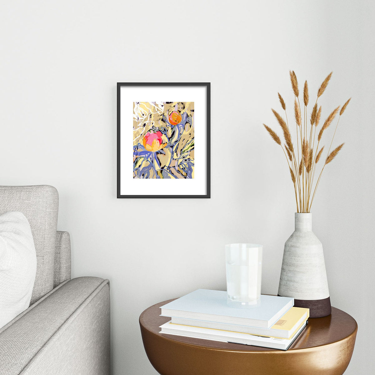 83 Oranges Blooms in The Butter Forest Metal Framed Art Print