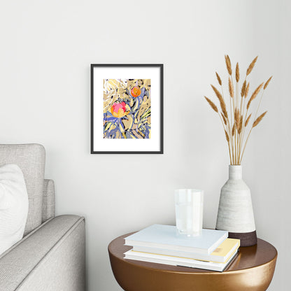 83 Oranges Blooms in The Butter Forest Metal Framed Art Print