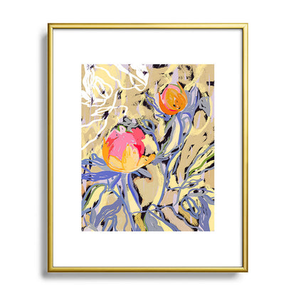 83 Oranges Blooms in The Butter Forest Metal Framed Art Print