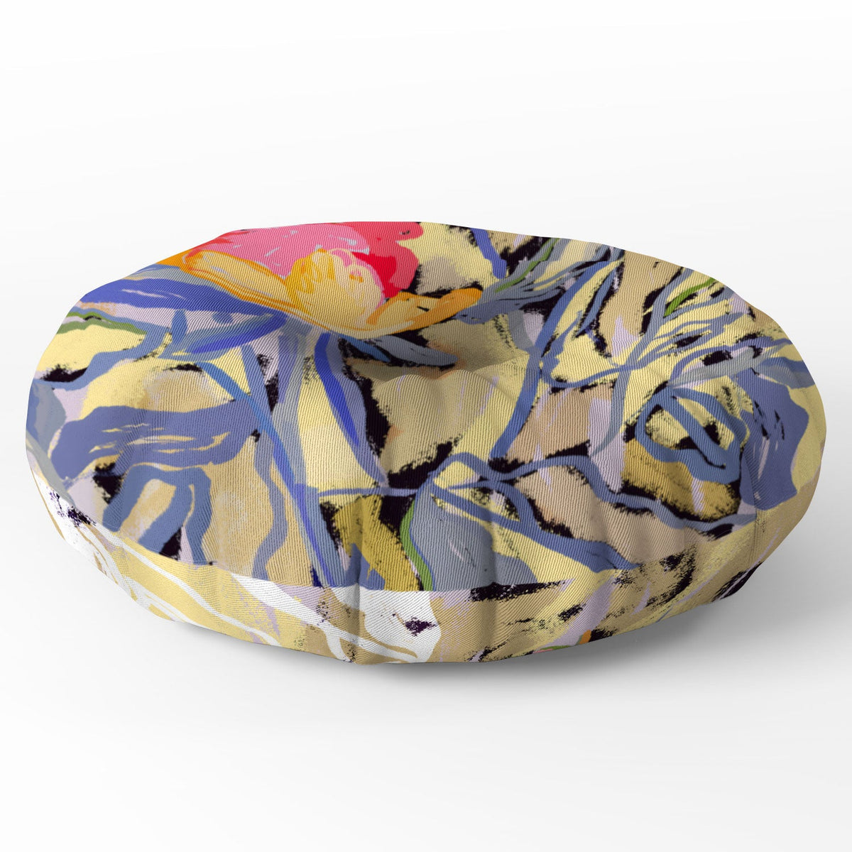 83 Oranges Blooms in The Butter Forest Floor Pillow Round