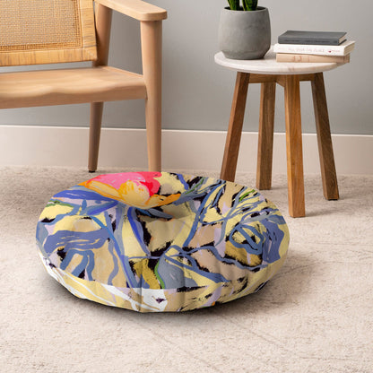 83 Oranges Blooms in The Butter Forest Floor Pillow Round