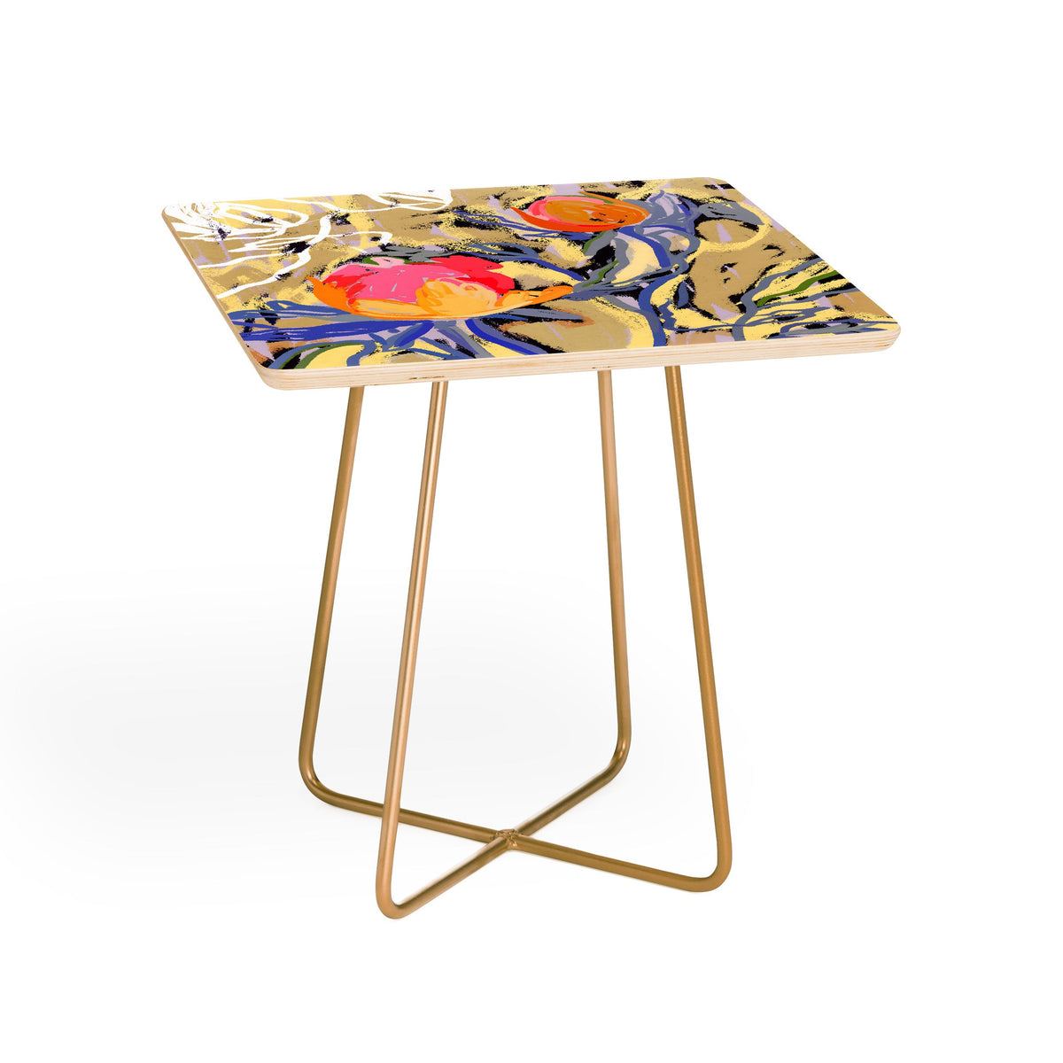 83 Oranges Blooms in The Butter Forest Side Table