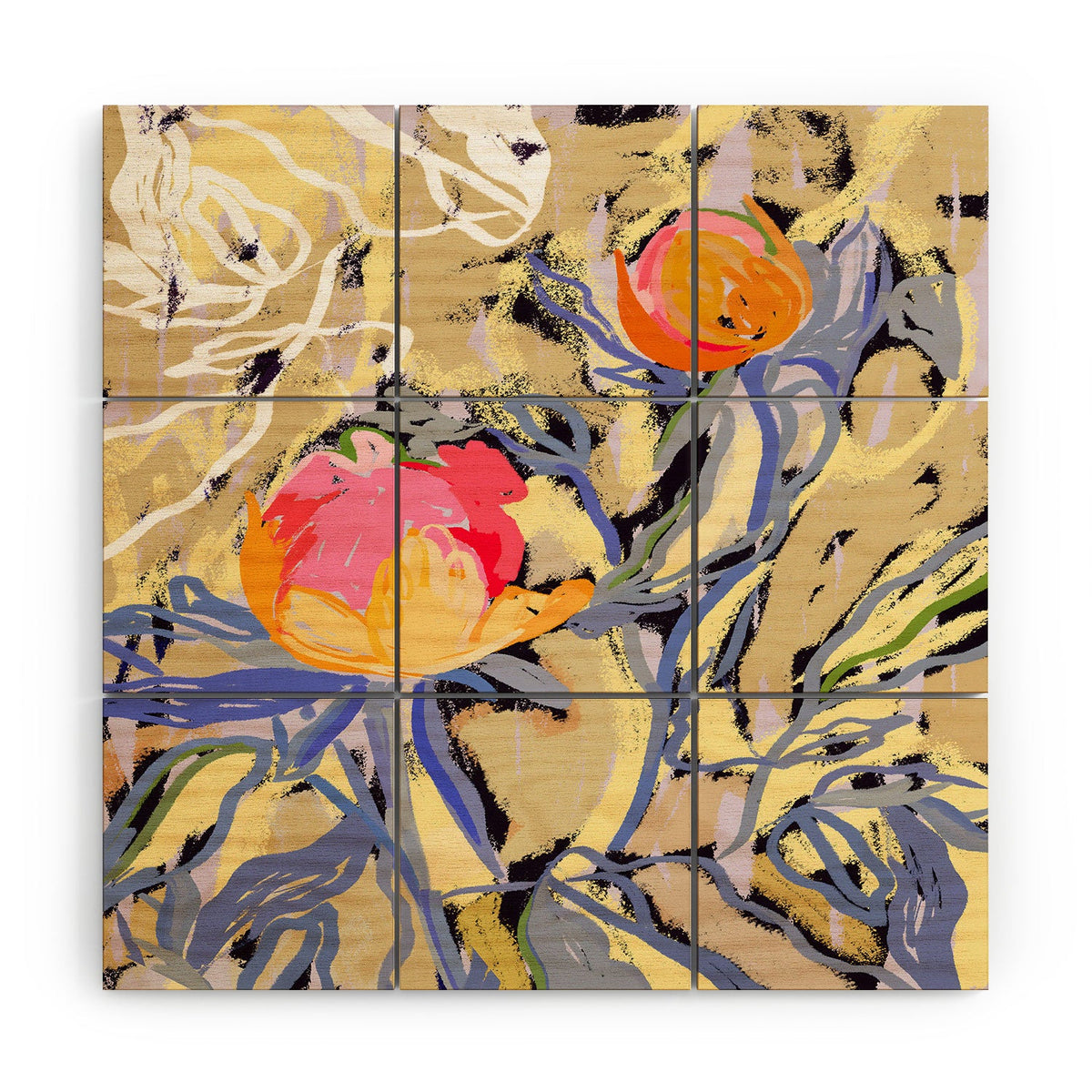 83 Oranges Blooms in The Butter Forest Wood Wall Mural
