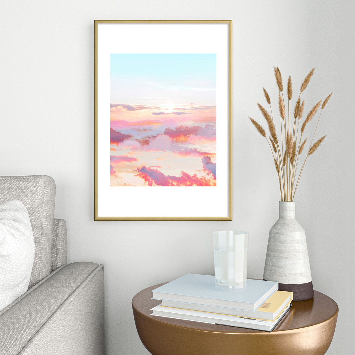 83 Oranges Blush Clouds Metal Framed Art Print
