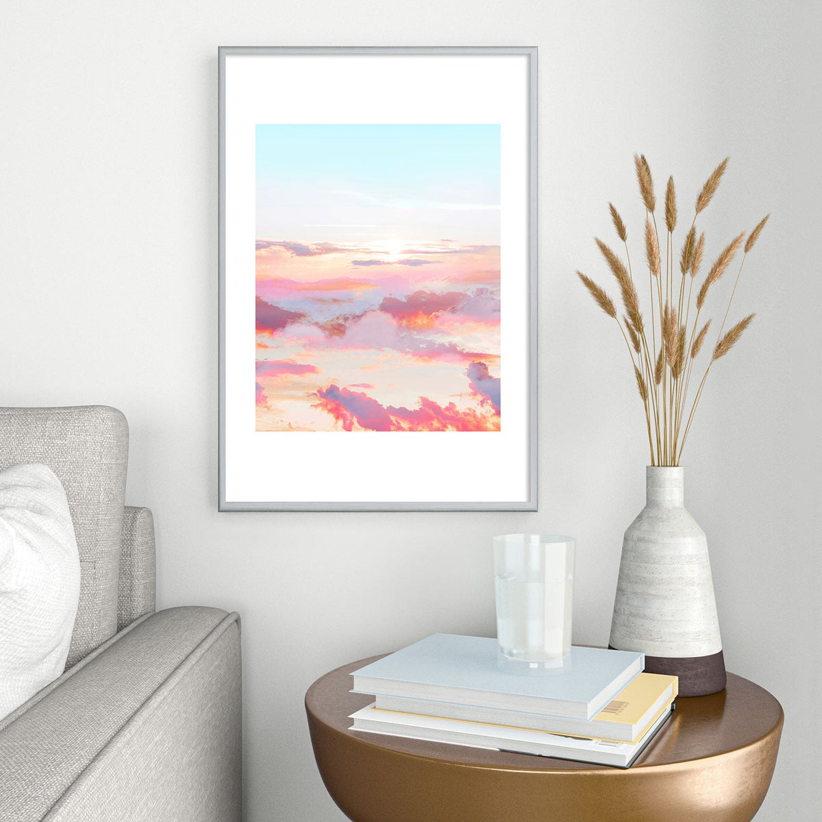 83 Oranges Blush Clouds Metal Framed Art Print