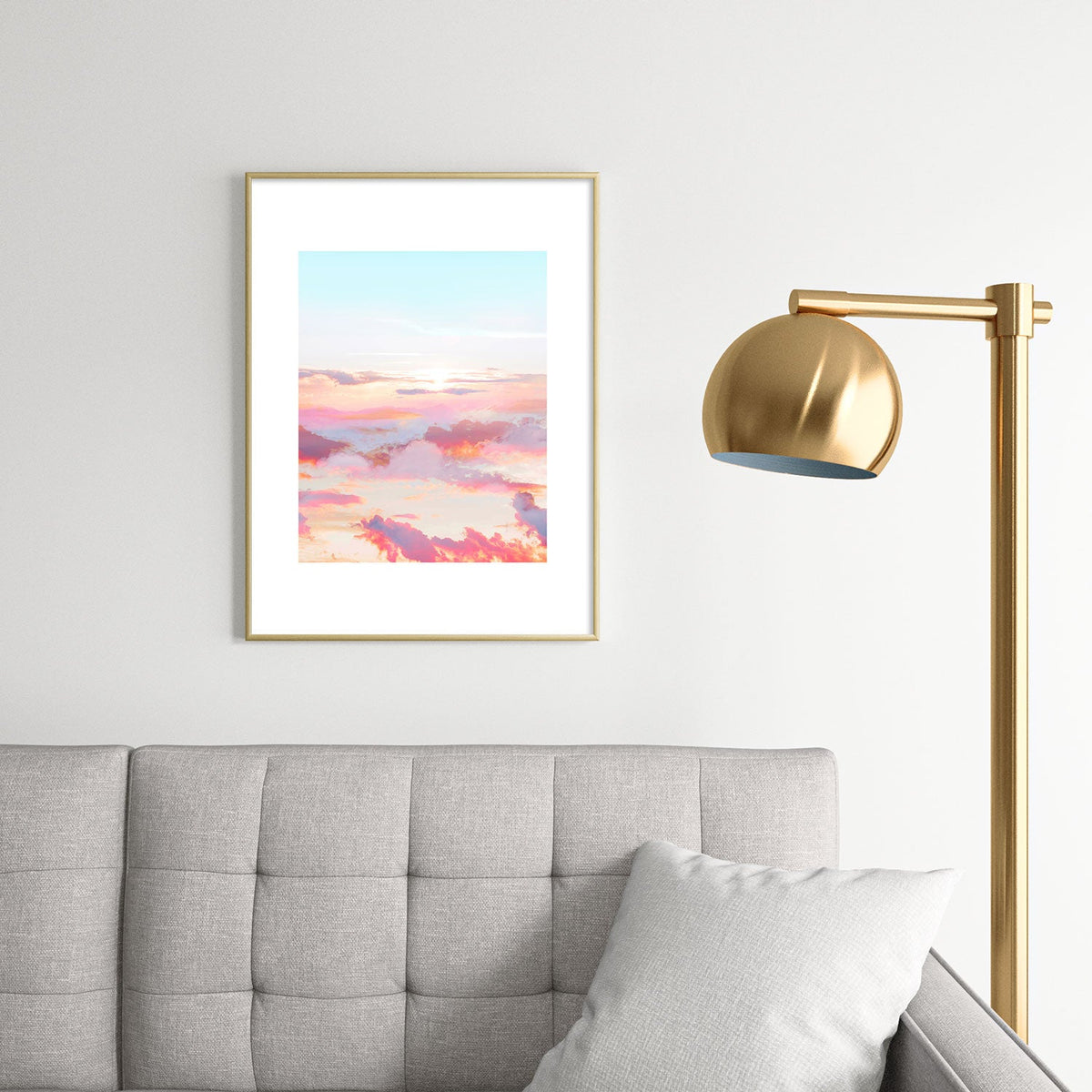 83 Oranges Blush Clouds Metal Framed Art Print