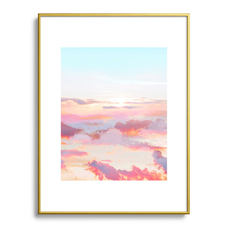 83 Oranges Blush Clouds Metal Framed Art Print