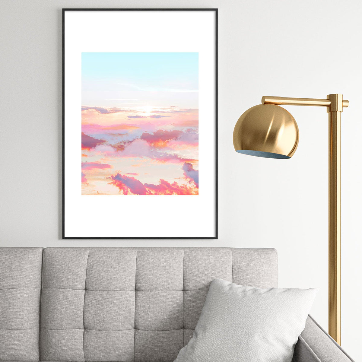 83 Oranges Blush Clouds Metal Framed Art Print