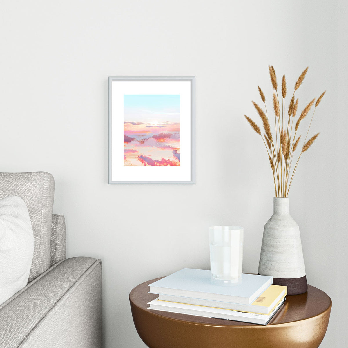 83 Oranges Blush Clouds Metal Framed Art Print