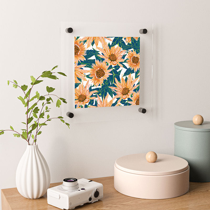 83 Oranges Blush Sunflowers Floating Acrylic Print